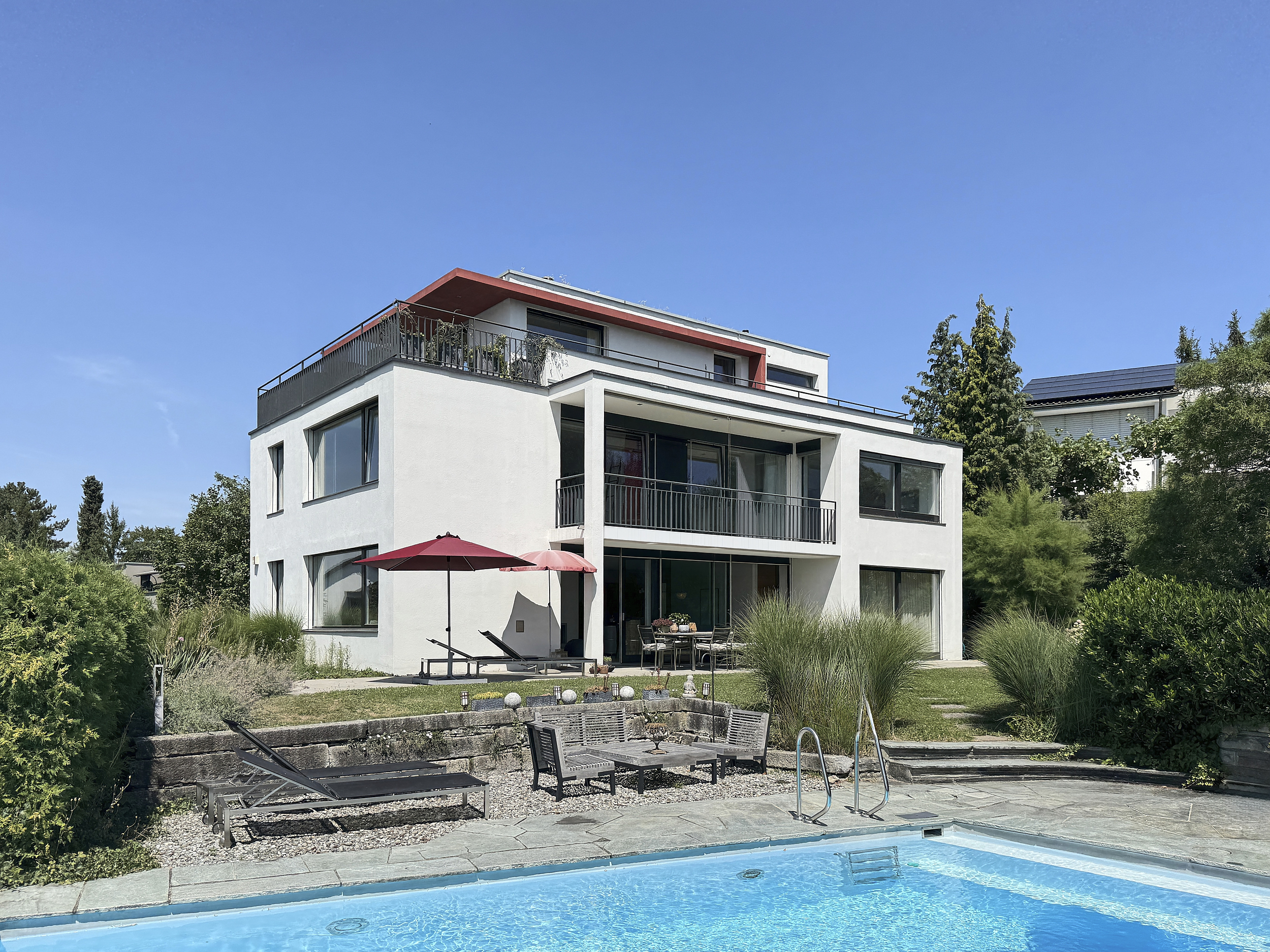 view of the property from the garden/pool area.